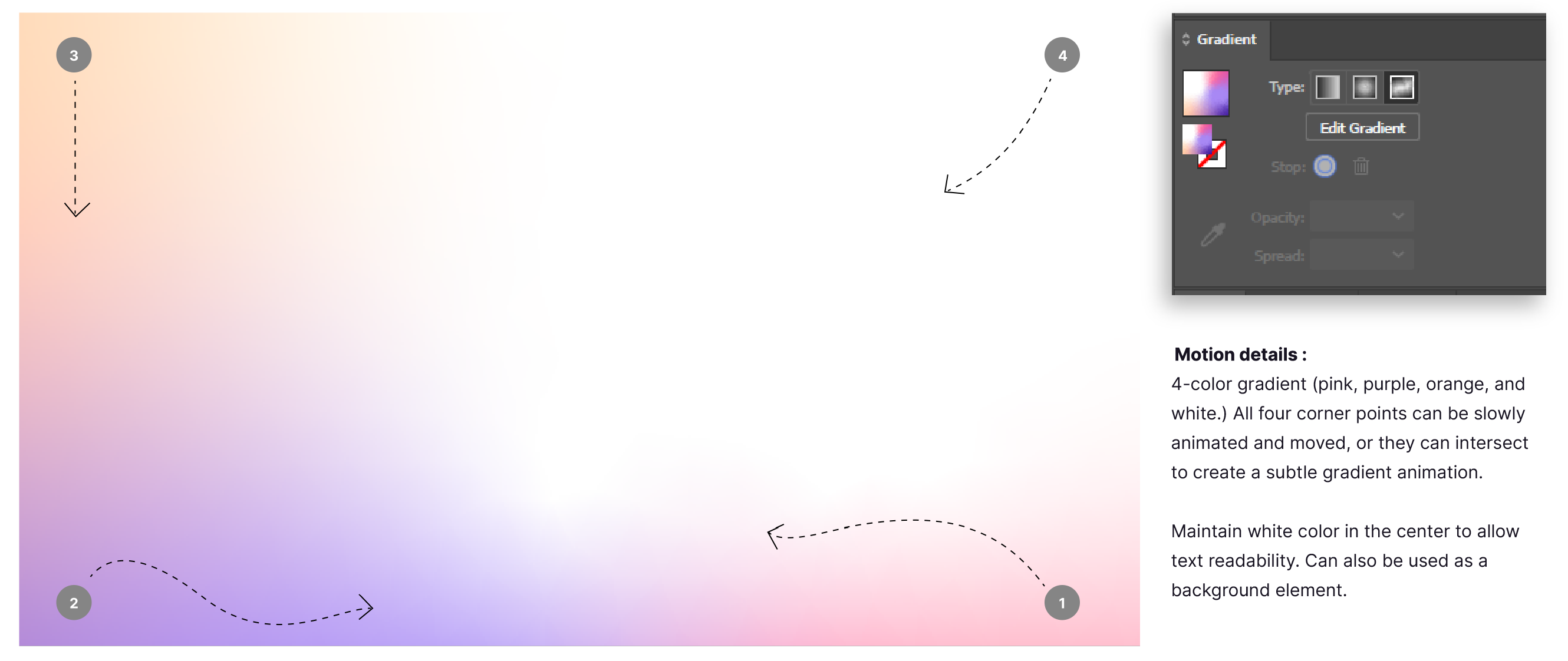 4 color, soft gradient example with motion details