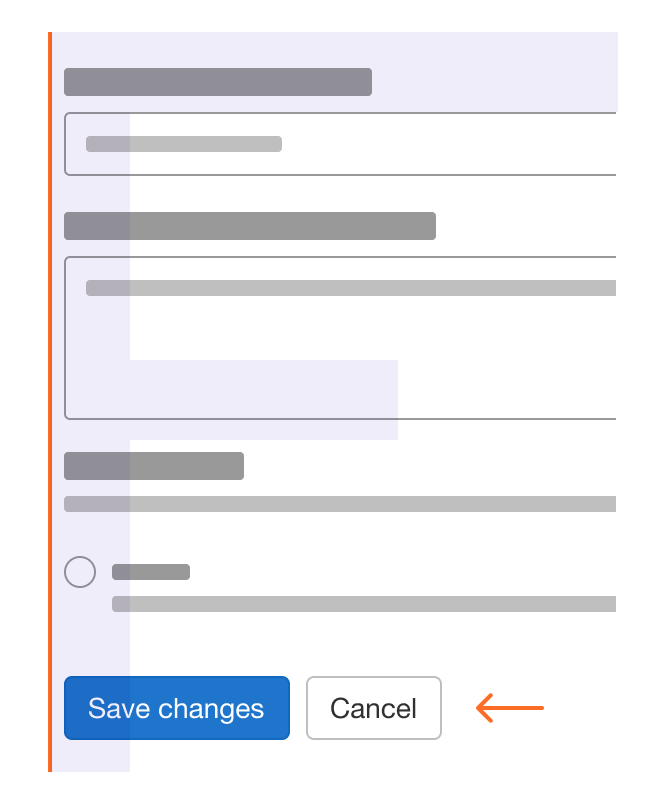 A group of two buttons aligned to the left at the bottom of a form